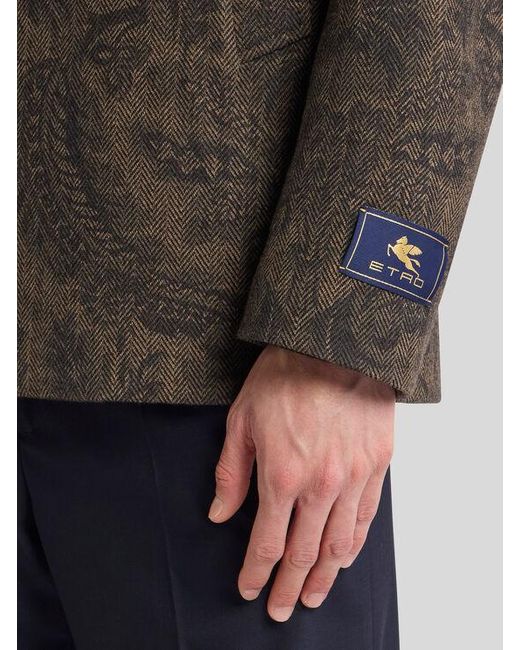 Etro Brown Double-Breasted Wool And Cashmere Pea Coat for men