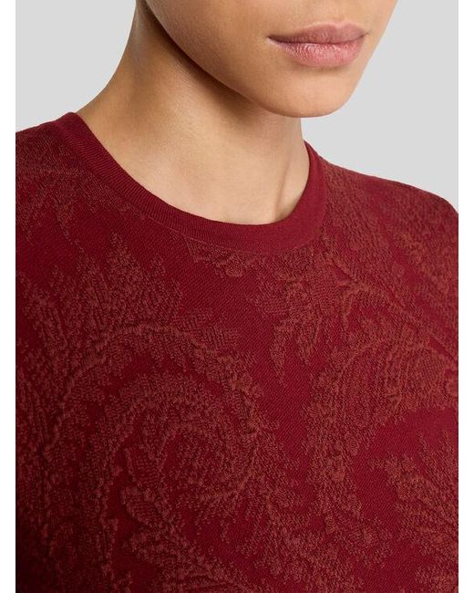 Etro Red Pullover Aus Einer Baumwollmischung Mit Jacquardmuster, Damen, Größe