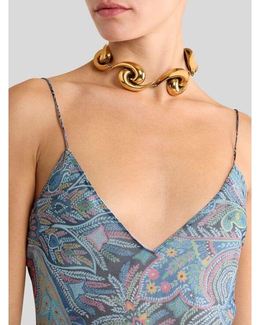 Etro Metallic Paisley Choker Necklace