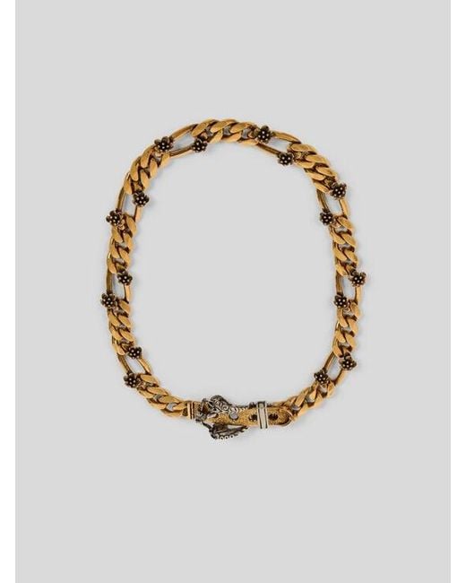 Etro Metallic Chain Necklace With Paisley Buckle