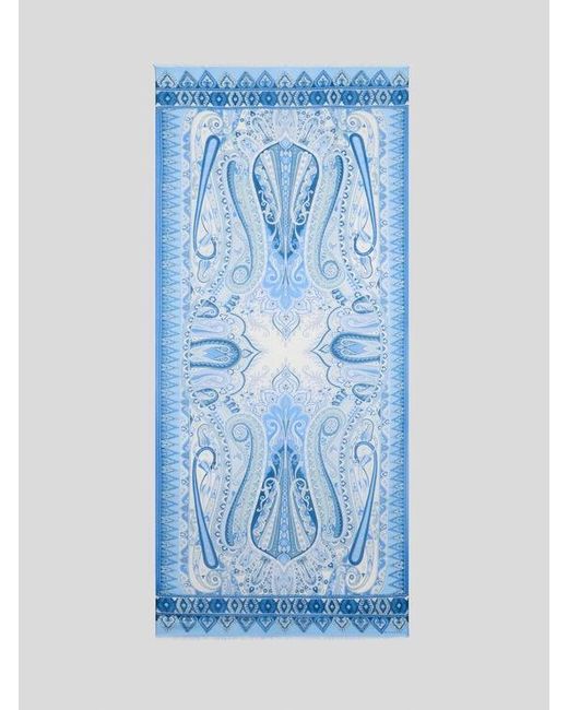 Etro Blue Floral Paisley Scarf for men