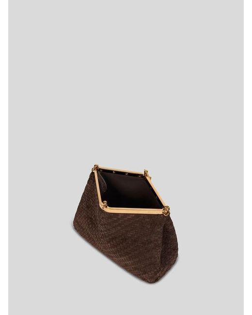 Etro Brown Medium Woven Suede Vela Bag
