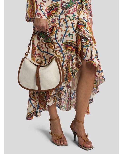 Etro Natural Medium Canvas Pony Bag