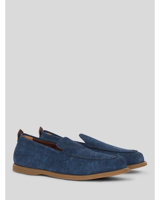 Etro Blue Printed Suede Slip-On Shoes for men