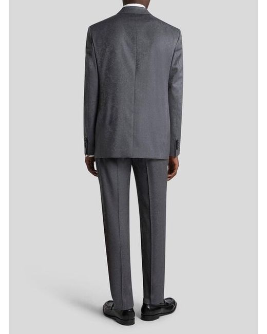 Etro Blue Single-Breasted Wool Jacquard Suit With Floral Paisley Motif for men