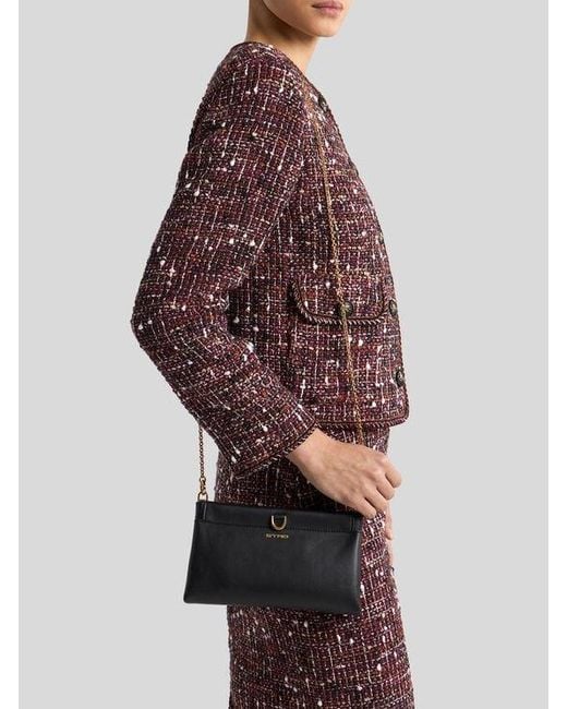 Etro White Mini Leather Clutch Talk With Chain Shoulder Strap