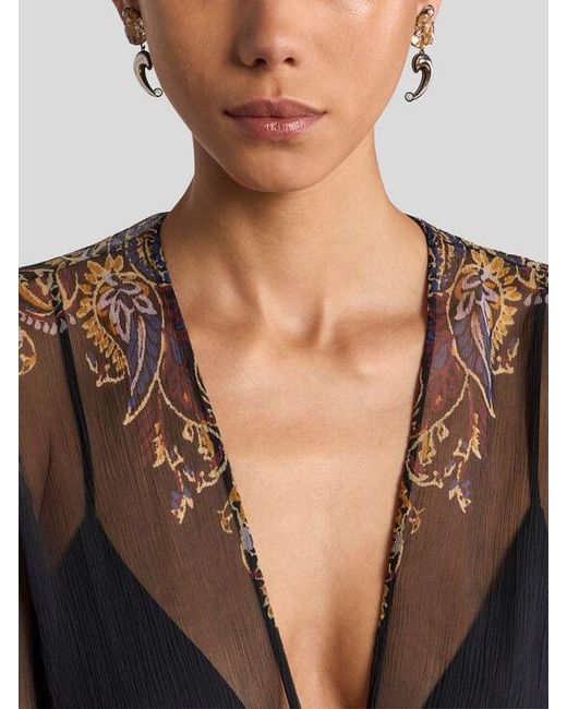 Etro Earrings With Mini Metallic Paisley Detail And Crystal