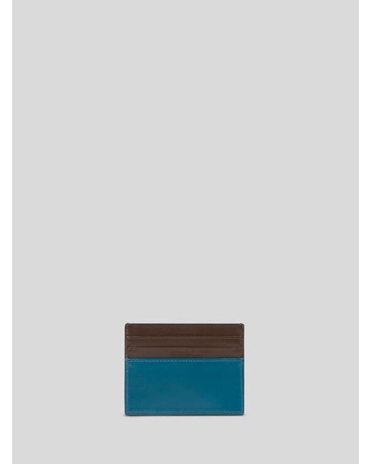 Etro Blue Two-Tone Leather Card Holder