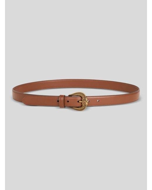 Etro Brown Leather Belt With Paisley Buckle