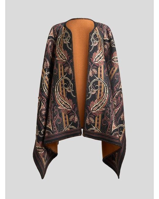 Etro Brown Reversible Wool-Blend Cloth Cape