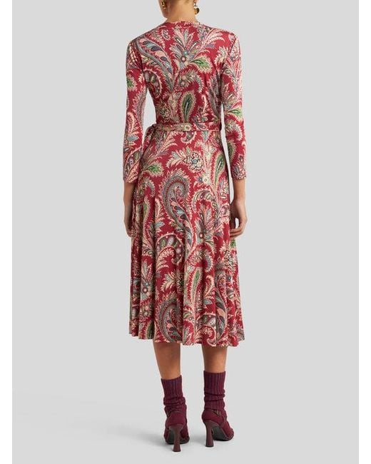 Robe Portefeuille À Motif Paisley Fleuri, Femme, Taille Etro en coloris Red