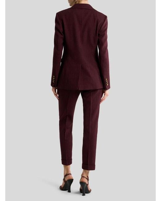 Etro Purple Single-Breasted Wool Jacquard Jacket With Medallion Motif