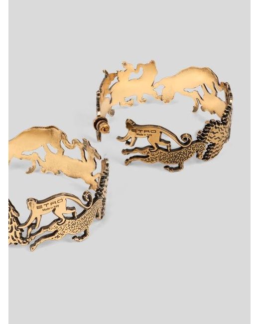 Etro Metallic Hoop Earrings With Animals