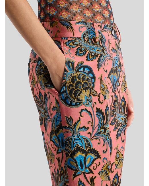 Etro Jacquard Flared Trousers With Floral Motif