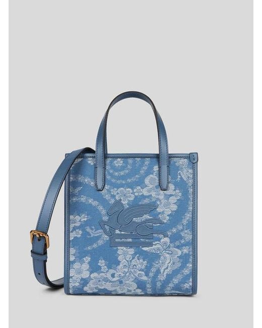 Etro Blue Small Denim Love Trotter Bag With Pegaso Symbol