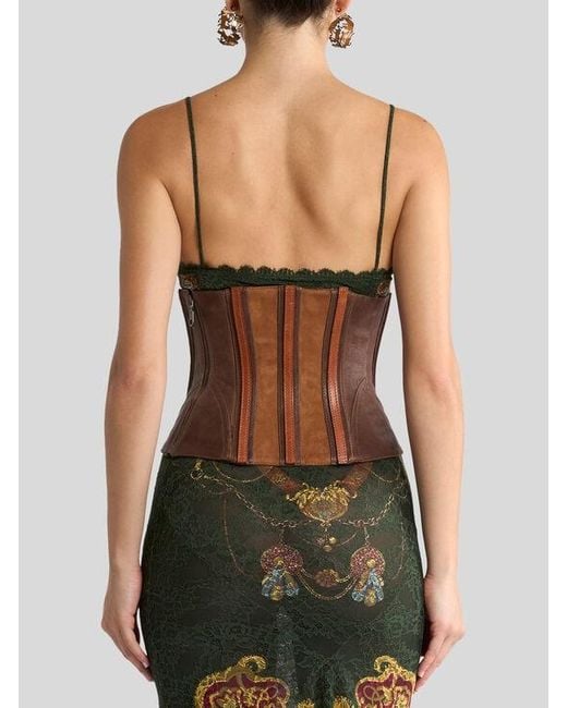 Etro White Washed Leather Corset Belt