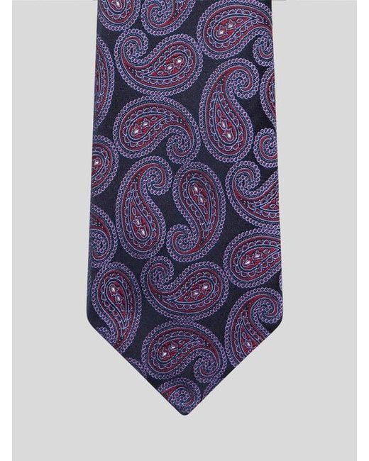 Etro Purple Paisley Silk Jacquard Tie for men