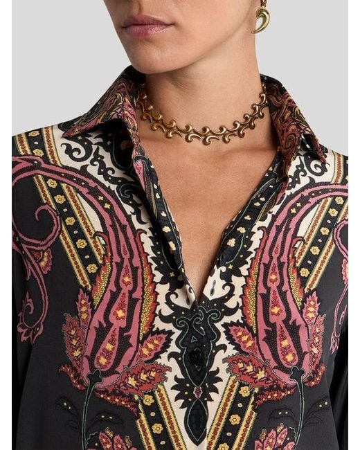 Etro Metallic Micro Paisley Necklace