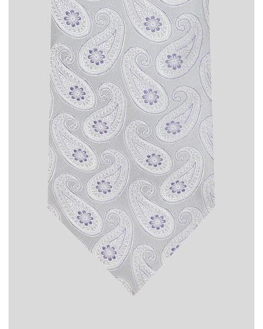 Etro White Silk Jacquard Tie With Paisley Motif for men