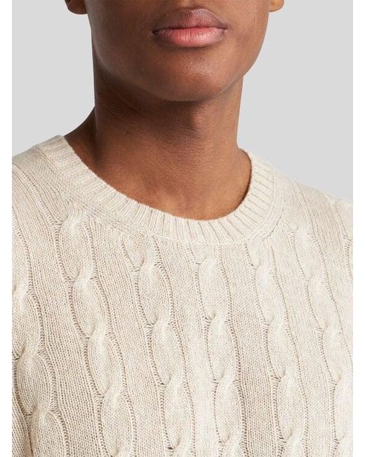 Etro White Cable-Knit Cashmere Sweater for men