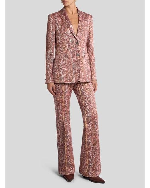 Etro Brown Single-Breasted Cotton-Blend Jacquard Jacket With Paisley Foliage Motif