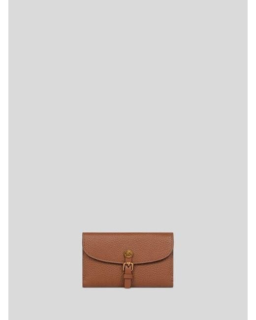 Etro Brown Hammered Leather Pony Wallet