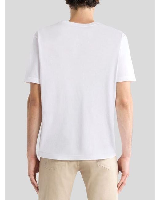 Etro White Cotton T-Shirt With Leopard Print And Embroidery for men