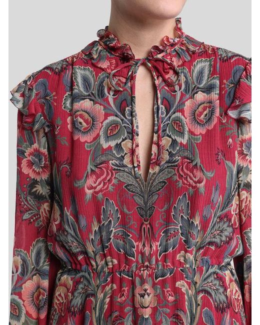 Etro Red Silk-Blend Mini Dress With Print