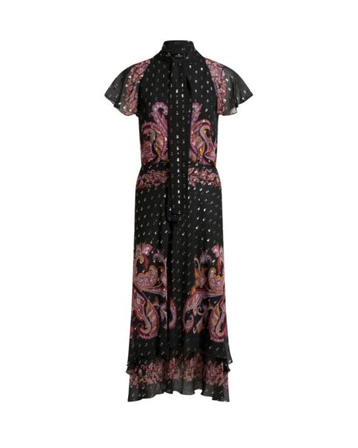 Robe Midi En Soie Fil Coupé, Femme, Taille Etro en coloris Black