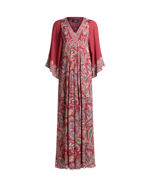 Abito Lungo Con Stampa Paisley Floreale, Donna, Taglia di Etro in Red