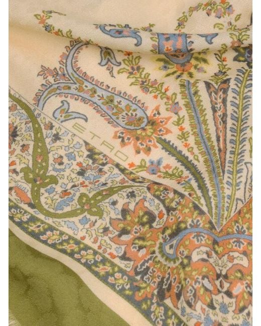 Etro Natural Cotton-Blend Jacquard Scarf With Floral Motif