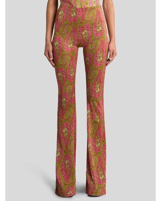 Etro Multicolor Flared Trousers With Paisley Foliage Motif