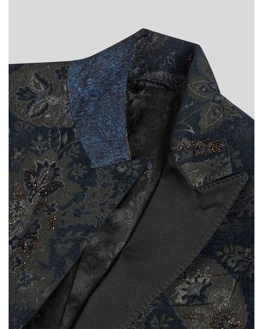 Etro Black Jacquard Blazer With Embroidery for men