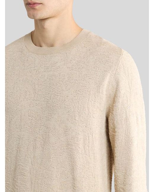 Etro Natural Cotton Sweater With Floral Paisley Motif for men