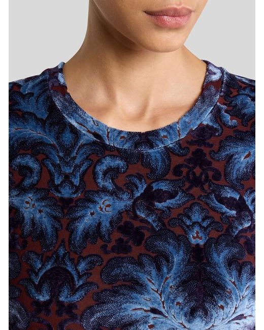 Etro Blue Chenille Jacquard Top