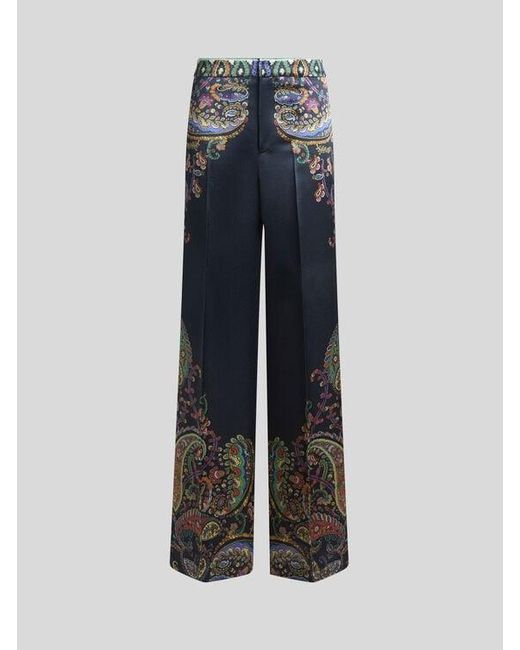 Etro Blue Wide-Leg Trousers