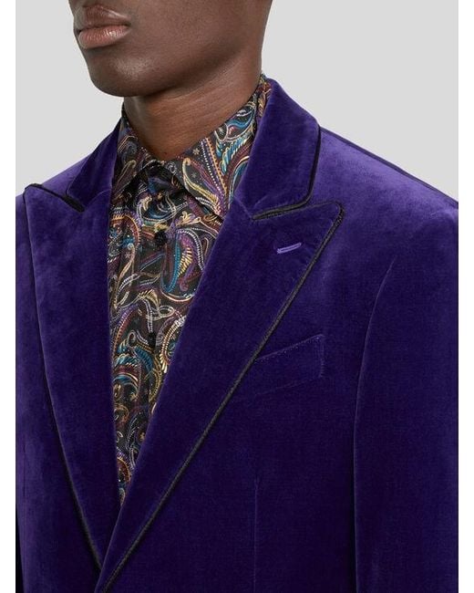 Etro Purple Single-Breasted Blazer With Contrasting Lining for men