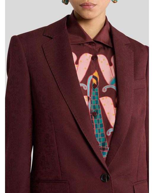 Etro Purple Cool Wool Jacquard Jacket