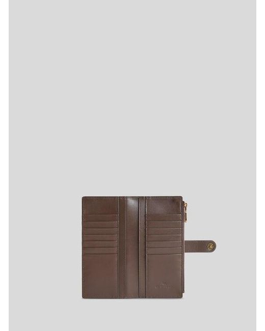 Etro Purple Leather Wallet With Pegaso Button