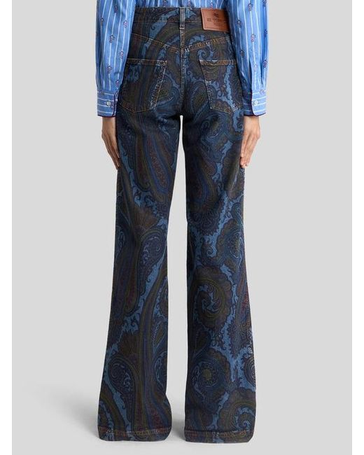 Etro Blue Wide-Leg Jeans