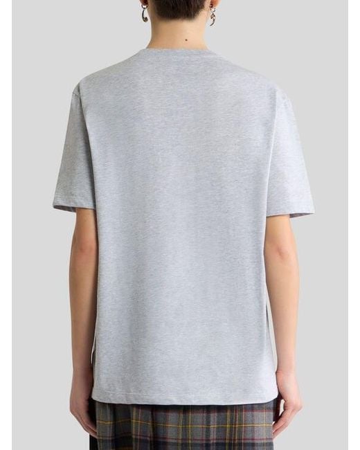 Etro Blue Cotton Jersey T-Shirt With Pegaso Print And Logo