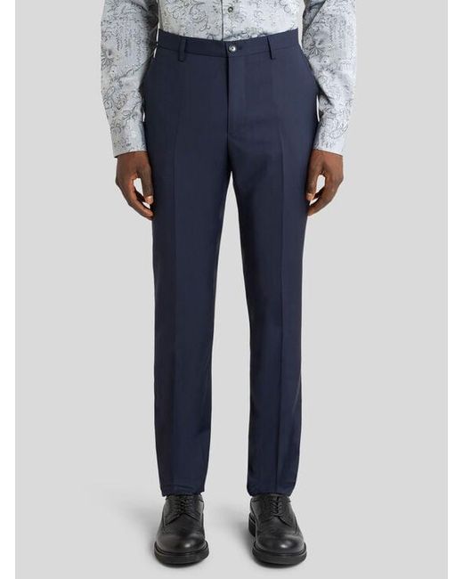 Etro Blue Tailored Wool Trousers for men