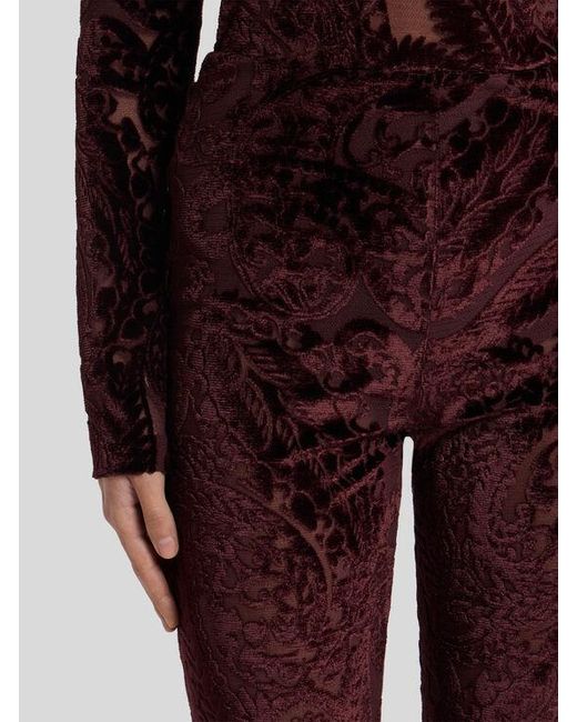 Etro Purple Jacquard Chenille Trousers With Lace Effect