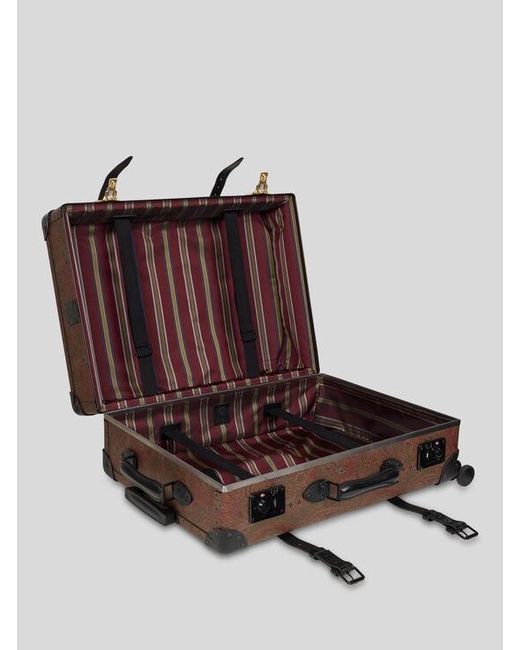 Etro Brown X Globe-Trotter Arnica And Leather Check-In Case With Buckles for men