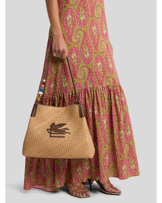 Etro Natural Large Raffia Libra Tote Bag