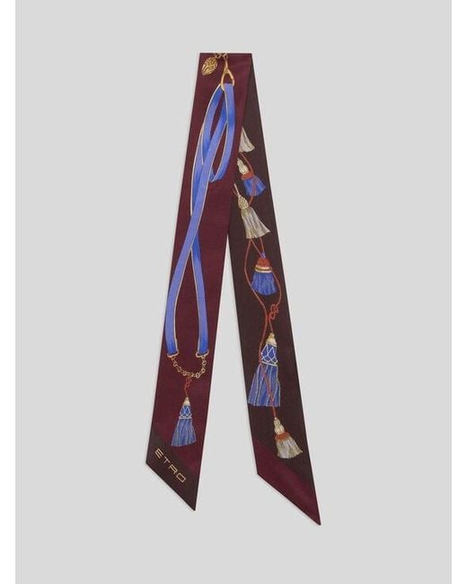 Etro Purple Silk Paisleyina With Charm Motif