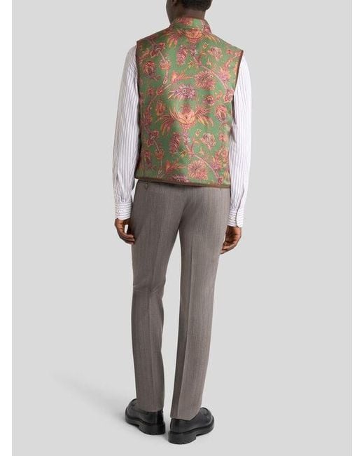 Etro Brown Reversible Silk And Wool Waistcoat for men