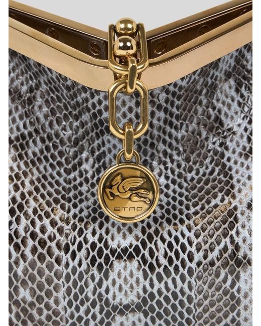 Etro Blue Small Elaphe Leather Vela Bag