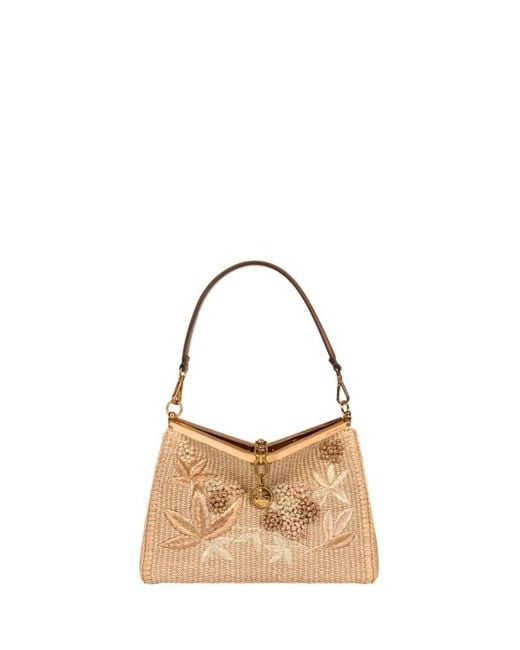 Etro Natural Medium Woven Raffia Vela Bag