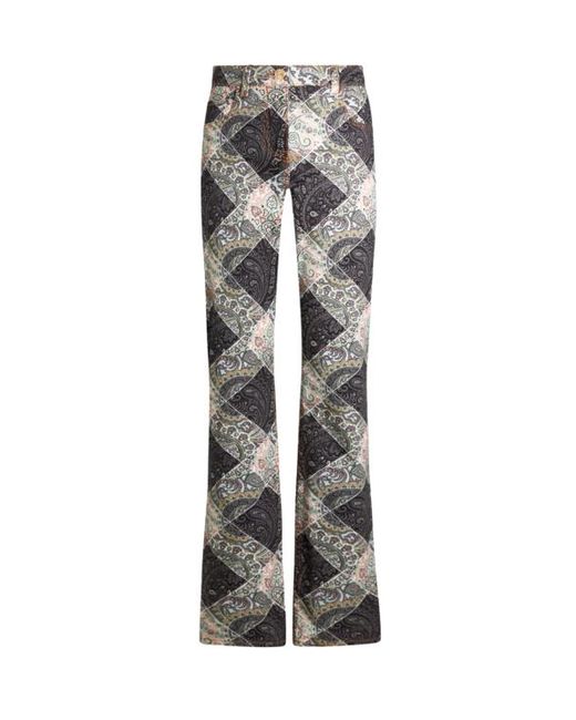 Etro Gray Jeans With Patchwork Paisley Print